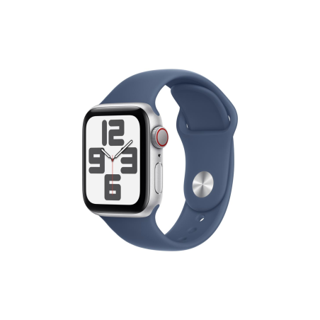 Montre Connectée Apple Watch Series SE 2 Cellulaire 40mm Aluminium Argent Avec Bracelet Sport Bleu S… — Apple · Smarty Paris 18e